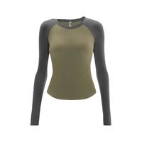 蕉内热皮501++女士保暖内衣莫代尔薄款抗菌氨基酸打底衫秋冬季秋衣 【圆领】暗影绿岩石灰拼色 S