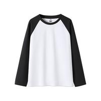 班尼路S&K系列长袖t恤女100%纯棉春秋时尚高级感上衣内外搭运动衣服 黑#纯色 M