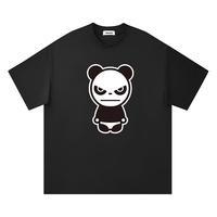 HIPANDA短袖t恤男女同款重磅240g纯棉潮牌印花宽松百搭上衣男黑色L