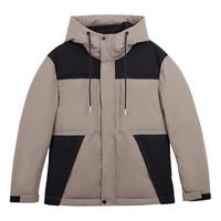 才子(TRIES)男士羽绒服秋冬外套抽绳连帽个性撞色块防风保暖外套厚款上衣 卡其色 XL (175/92A)