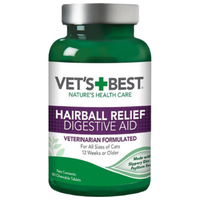 绿十字猫草片  VET'S BEST 美国猫咪化毛球片 60片*2瓶