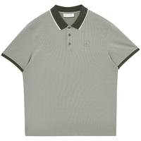杰克·琼斯(JACK&JONES)男装25年凉感POLO衫男士翻领短袖T恤夏季商务休闲撞色高端半袖 E62抹茶绿 常规 M