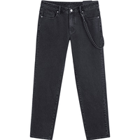 GXG 男装 商场同款水洗直筒牛仔长裤 秋季GEX10514393 黑色 165/S