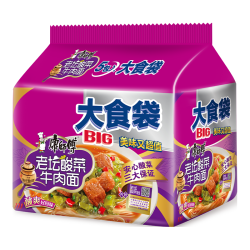 康师傅 方便面整箱批发泡面袋装大食袋大面饼 酸辣牛肉110g*5 五连包