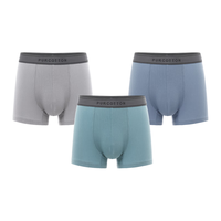 全棉时代男友男士内裤男肌理四角短裤弹力3条装 素壤灰+暗海蓝+天暮蓝 180 