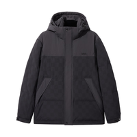 卡宾男装 90鸭绒羽绒服2024秋冬棋盘格宽松外套可脱卸帽保暖H 煤黑色01 S /165/46