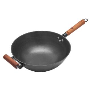 王源吉 炒锅手工铸铁锅无涂层炒菜锅平底龟纹锅厨房好物生铁锅32cm天净沙