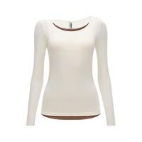 蕉内热皮3系保暖内衣女士打底衫芭蕾领美体肌底衣棉感发热秋衣保暖衣 【圆领】奶白 M