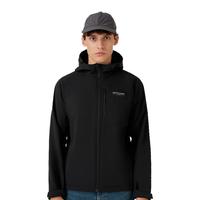 诺诗兰（NORTHLAND）24秋冬男士杜邦三防软壳衣防泼防油污徒步户外登山夹克外套 纯黑色-连帽22E 180