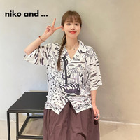 niko and ... 津森千里春秋款撞色时尚休闲花衬衫265796