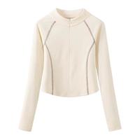 班尼路S&K系列撞色半高领薄绒打底衫女2025早秋修身内搭长袖Q