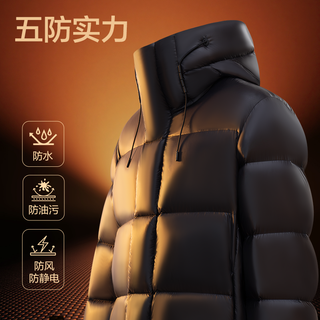 网易严选 焱系列95%白鹅绒连帽长款防水男士羽绒服