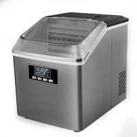Hicon惠康制冰机30kg家用小型不锈钢宿舍喝酒搭档方冰块制作机器 日产35kg-不锈钢-手动+倒扣桶+自来水