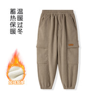 巴布豆童装儿童加绒加厚卫裤2025冬季男女童保暖运动裤束脚裤