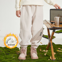 巴布豆童装儿童加绒加厚卫裤2025冬季男女童保暖运动裤束脚裤