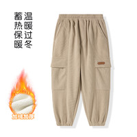 巴布豆童装儿童加绒加厚卫裤2025冬季男女童保暖运动裤束脚裤