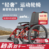 益雅诗康 轮椅折叠老人轻便旅行手推车家用医用便携折叠老人免抱手动轮椅车 后轮+乳胶坐垫