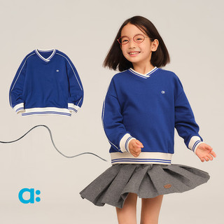幼岚（ALLBLU）allblu幼岚【柔软毛圈V领卫衣】女童卫衣25秋蓬松柔软挺括 夜幕蓝 120 cm