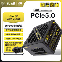 大水牛 额定750W BX750台式电脑电源（80PLUS金牌认证/原生PCIE5.0/支持4070显卡/宽幅/扁线）