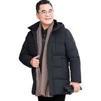 鸭鸭羽绒服鸭鸭(YAYA)羽绒服男中老年爸爸冬装加厚保暖宽松连帽防寒服中长款外套 黑色 180/XL(130-140斤)