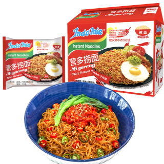 88VIP：营多牌 印尼进口营多捞面香辣味5连包原味拌面方便面速食夜宵网红泡面方便面