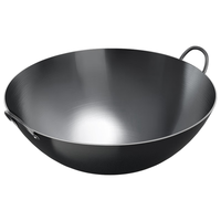 美菱 MELING（MeiLing）双耳商用大铁锅章丘手工锻打无涂层炒锅熟铁圆底燃气炉炒菜锅60cm 【已开锅丨60CM无盖】20-30人