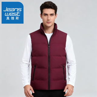 真维斯（Jeanswest）2025秋冬季男款马甲立领背心坎肩户外休闲运动上衣 米白 3XL （145-165斤）