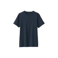 无印良品（無印良品 MUJI） 女式 双罗纹织 T恤 休闲百搭 短袖女夏季薄荷曼波风 藏青色 3S XS