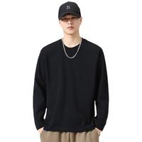 真维斯(Jeanswest)长袖t恤打底衫秋季2024年休闲宽松圆领百搭上衣服 黑色(舒适亲肤) M