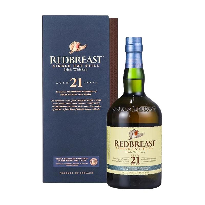 知更鸟知更鸟 Redbreast罗缤之舞 单一壶式蒸馏爱尔兰威士忌 一瓶一码 知更鸟21年威士忌700ml