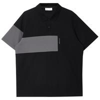 杰克·琼斯(JACK&JONES)25年男装短袖POLO衫男士【凉感】潮流宽松撞色翻领开叉夏季T恤 E40黑色 常规 XL