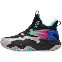 鸿星尔克（ERKE）童鞋男童革面篮球鞋中大童运动生活球鞋25年冬丨奇袭革面版 正黑/亮银/群星蓝 33