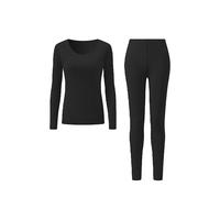 有棵树 YOUKESHU【轻暖微磨毛】男士保暖内衣套装女秋衣秋裤柔软亲肤款 【无痕-女款】黑色 XL