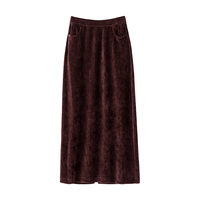 晚白 【棉垂坠直筒灯芯绒半裙】2025秋冬喜庆松紧腰长款半身裙