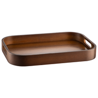 茗光托盘茶盘家用客厅茶水盘胡桃木色竹制长方形茶托 竹木一体式茶盘28*40*5cm