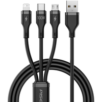 品胜 100W快充 三合一充电线  Type-C, Lightning, Micro USB Type-C 100W TPE 5A