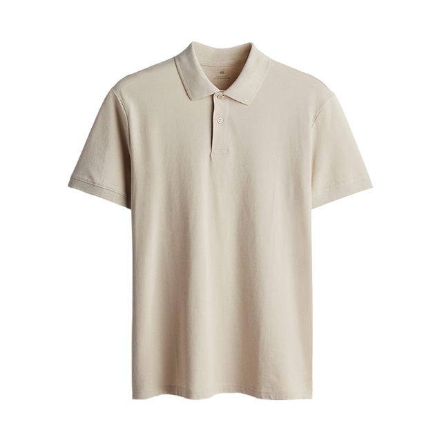 H&M 男装Polo衫珠地棉商务通勤休闲翻领纽扣半开襟短袖上衣1209183 海军蓝 S 170