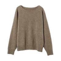 初棉 一字领软糯亲肤羊毛羊绒毛衣女25秋宽松慵懒感羊毛针织衫