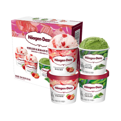 哈根达斯 Haagen-Dazs）冰淇淋超值尽享礼盒装 (抹茶*2/草莓*2) 100ml*4