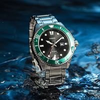 CASIO 卡西欧 绿黑水鬼手表男士潜水2025新款电子石英表MDV-107D-3A