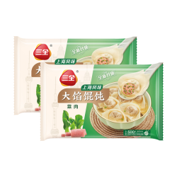 三全 上海风味大馅馄饨菜肉口味500g*2袋80只小云吞抄手儿童