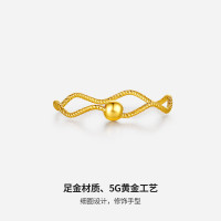 有券的上：ZHOU LIU FU 周六福 黄金戒指 无极金小金珠浪花指环 0.79g 14号