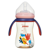 日康 Rikang 吸管奶瓶 1岁以上带重力球宽口奶瓶 PPSU带手柄240ml 粉色N1063-3