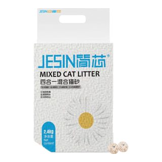 简芯 四合一混合猫砂低尘强结团猫砂膨润土如厕用品豆腐猫砂 清新绿茶四合一混合砂 2.4kg