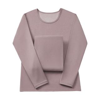 洁丽雅羊绒蚕丝保暖内衣女士秋冬加绒加厚纯色绵羊绒打底秋衣秋裤套装 【套装】浅粉色 女款L-160/85