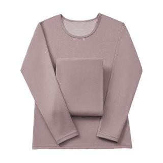 洁丽雅羊绒蚕丝保暖内衣女士秋冬加绒加厚纯色绵羊绒打底秋衣秋裤套装 【套装】浅粉色 女款L-160/85