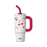 世大家大容量保温杯女士办公水杯冰霸杯316L不锈钢吸管杯桌面杯茶杯 樱有尽有陶瓷款+茶仓 1.2L