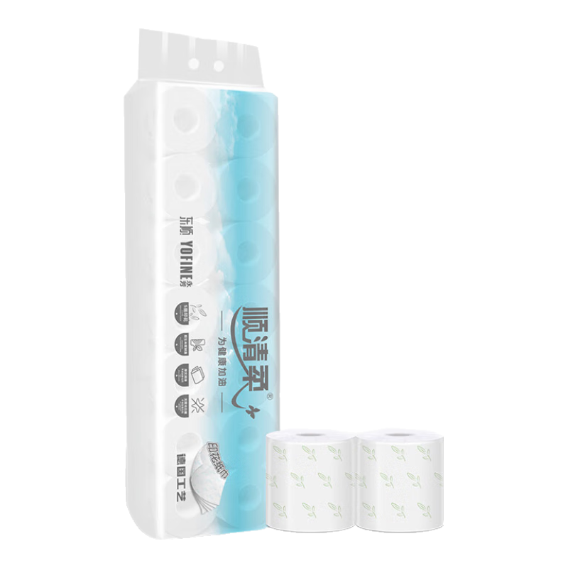 顺清柔有芯卷纸5层107.1g*14卷 冲厕易溶解印花加厚卫生纸（1500g/提） 
