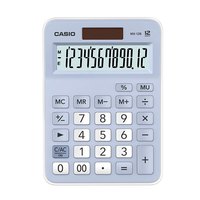 CASIO 卡西欧 MX-12B小学生计算器四年级五年级六年级学生专用无语音小型款可爱计算机器太阳能双电源蓝色