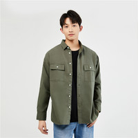 佐丹奴衬衫男装纯棉梭织工装贴袋长袖休闲衬衫 01044105 02 军绿色 XXL